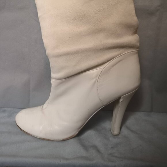 Y2K Vintage White Over-the-knee suede leather Sherpa Boots  - TheStyleMinr.com - Picture 7 of 7